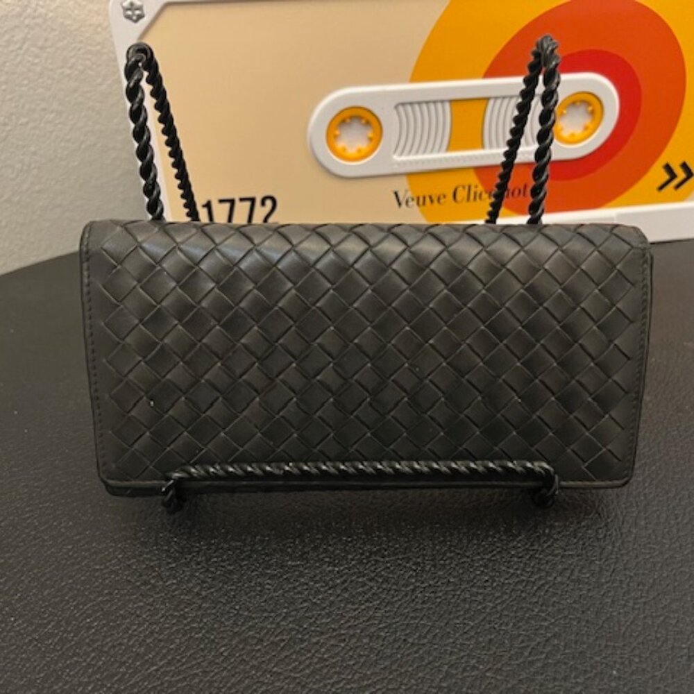 Bottega Veneta Intrecciato Wallet Clutch Charcoal Gray | Fits iPhone | Authentic